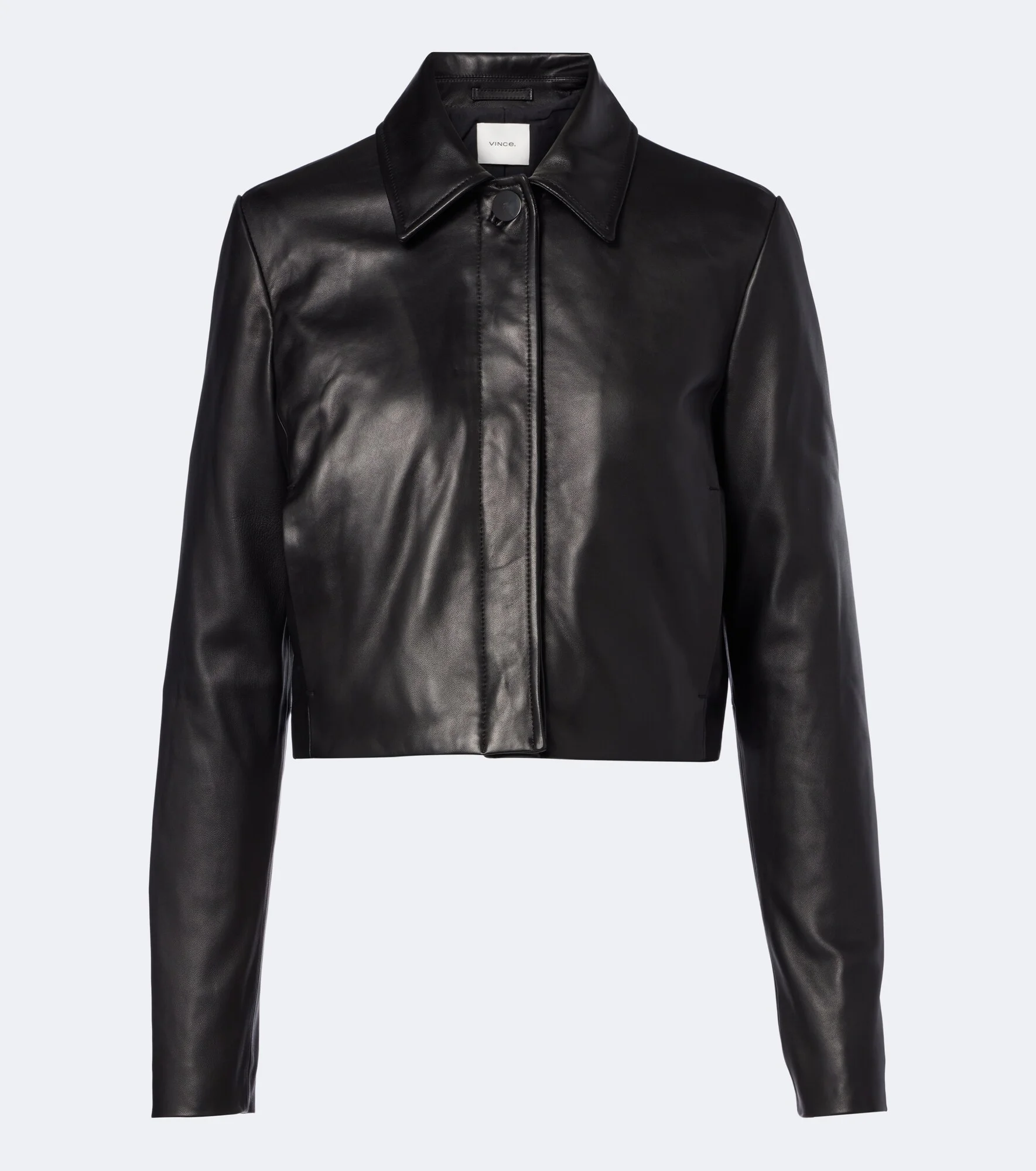 Cropped leather jacket - 1