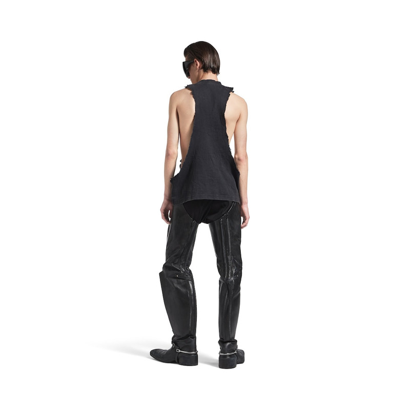 Men's Standard Ripped Tank Top in Black Faded 4