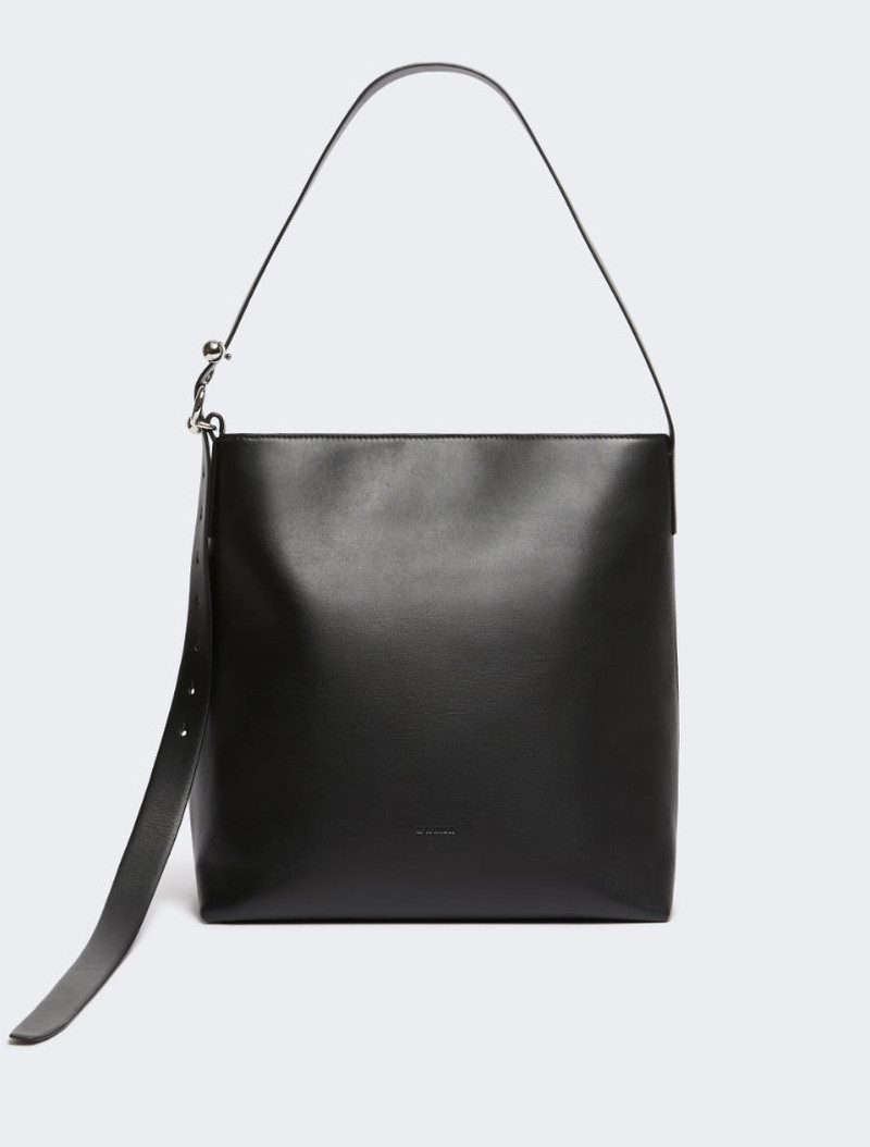Leather S-buckle shopper bag - black 1