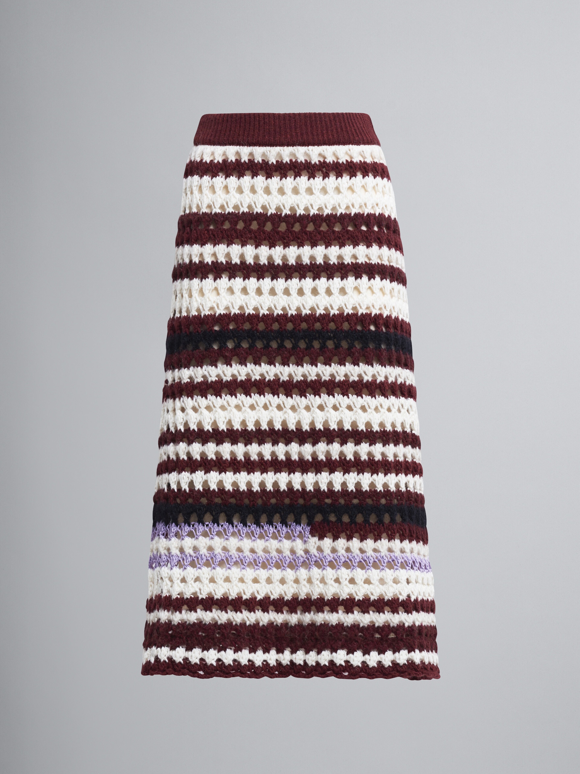 MULTI-COLOURED STRIPED 3D CROCHET INTARSIA SKIRT - 1