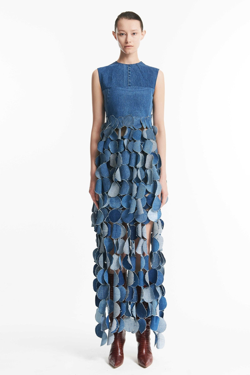 UPCYCLED DENIM TOP BLUE DENIM WITH FRINGES 1