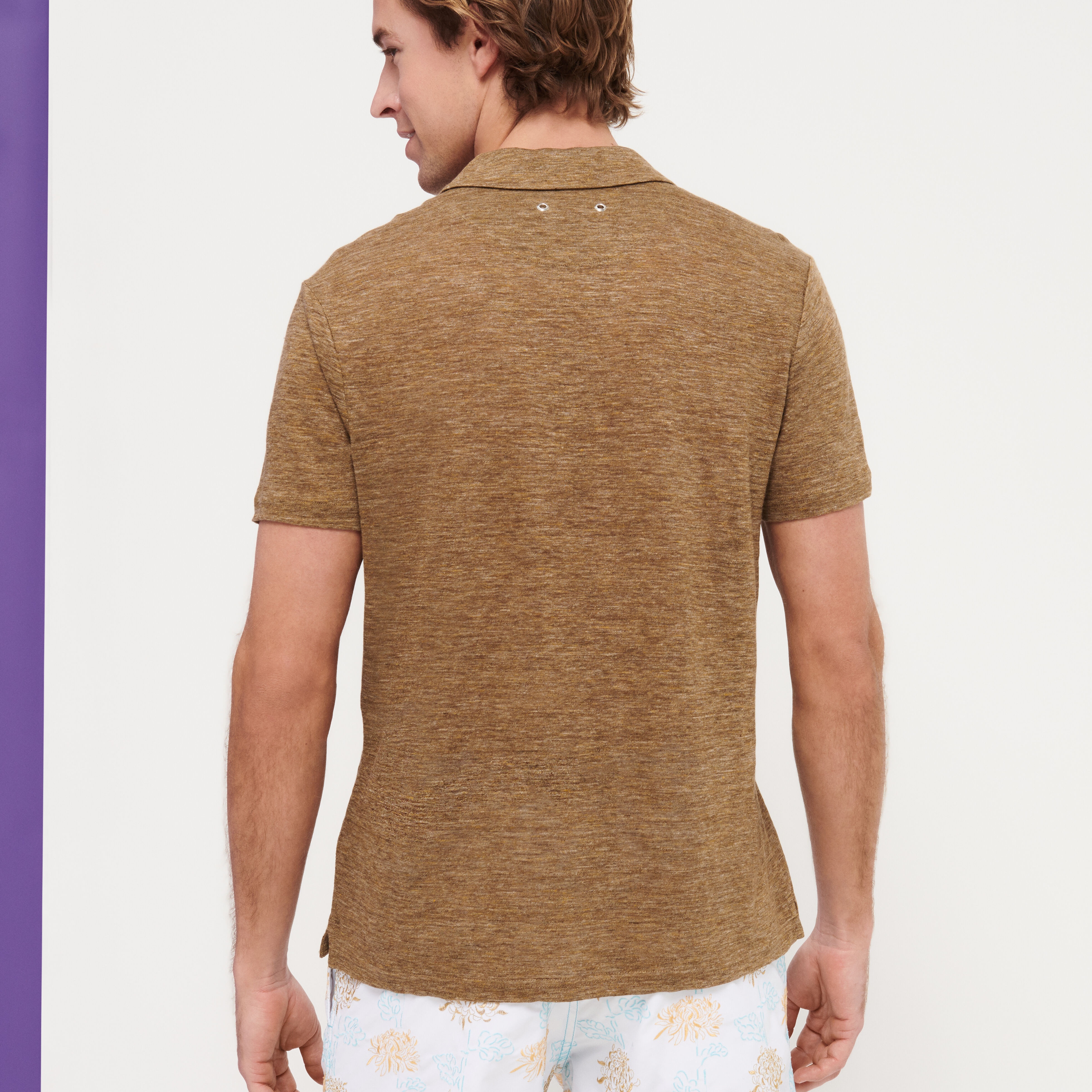 Men Linen Jersey Polo Shirt Solid - 10