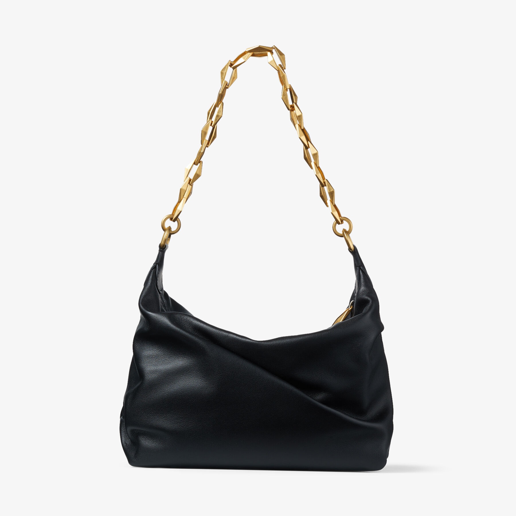 Diamond Soft Hobo S
Black Soft Calf Leather Hobo Bag with Chain Strap - 10