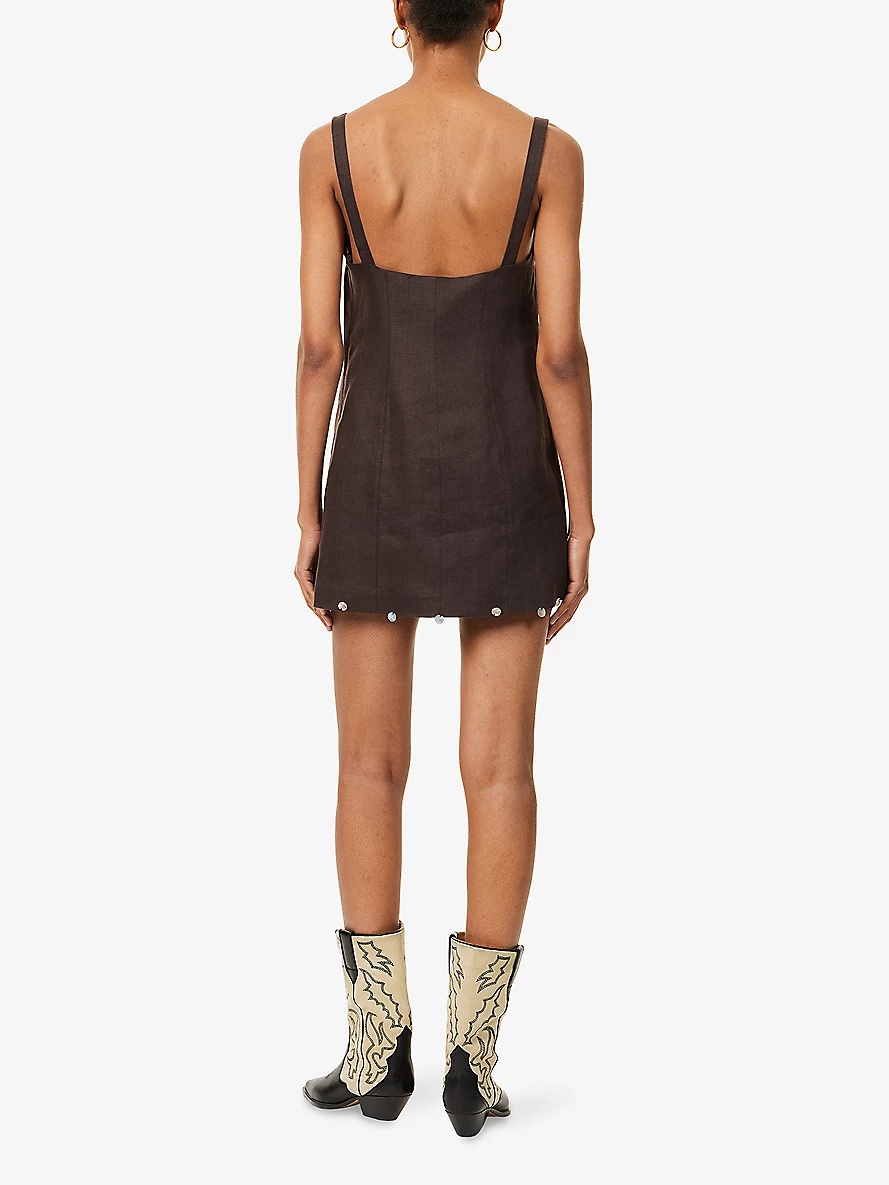 Alites Embellished Linen Mini Dress - 4