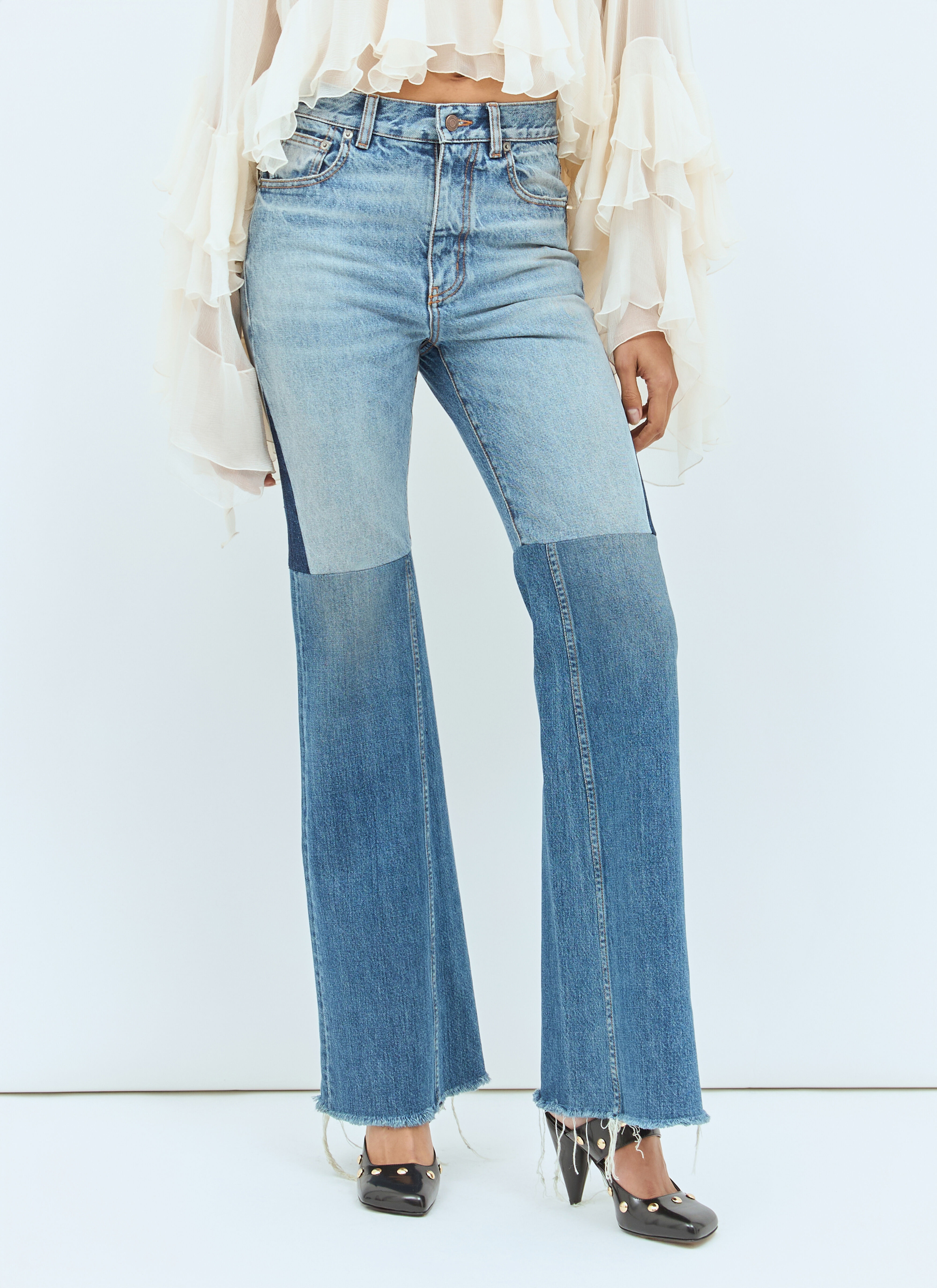 Flared Patchwork Jeans - 1