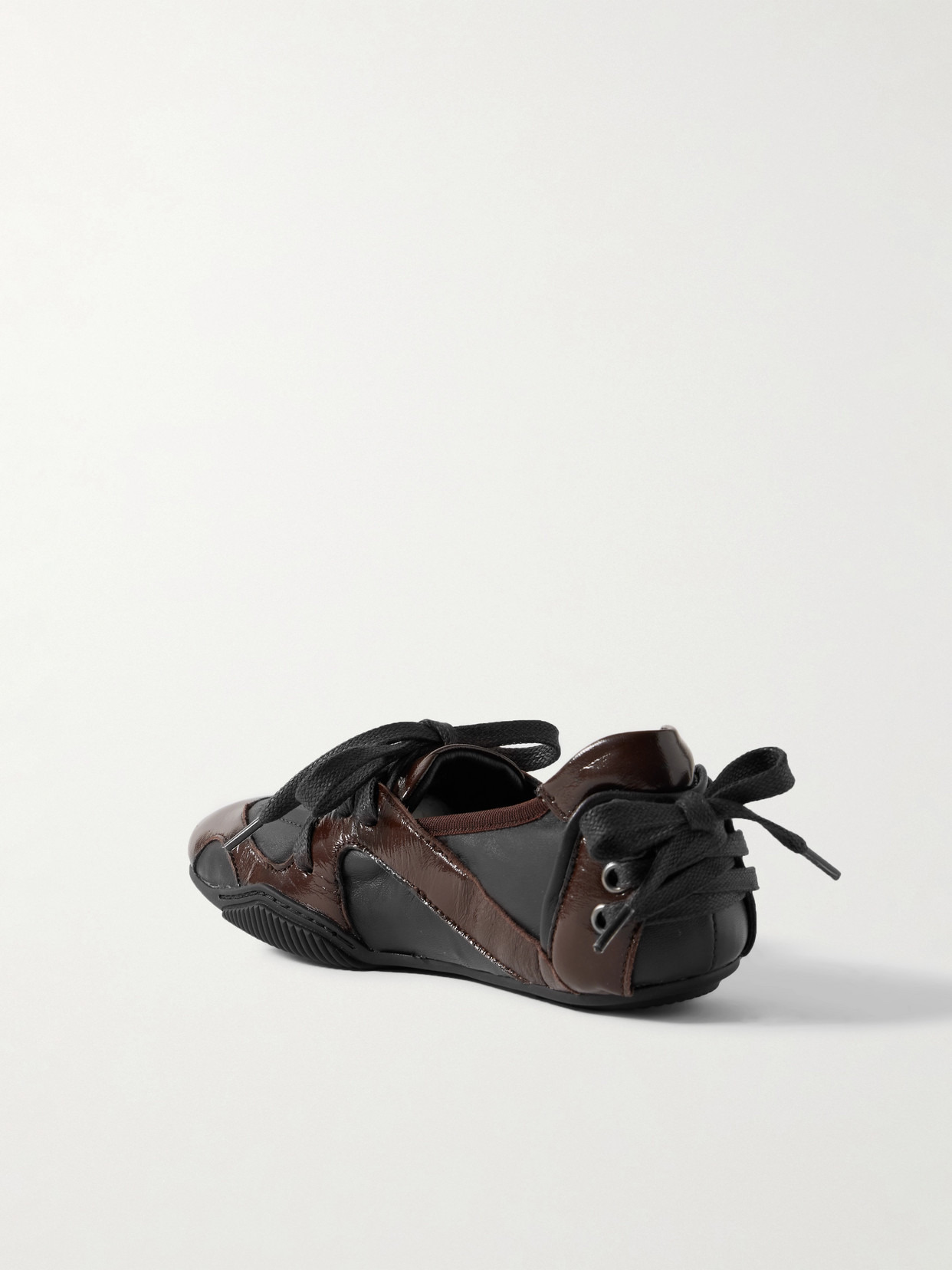 Paneled Smooth And Patent-leather Sneakers - 3
