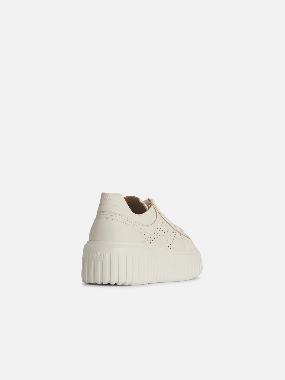 'STRIPES' WHITE LEATHER SNEAKERS - 3