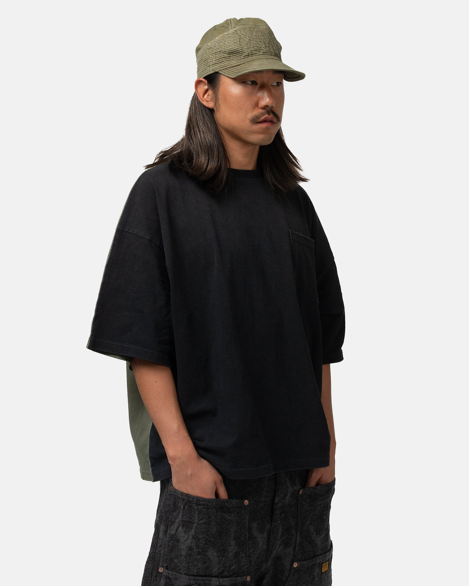 Jersey 2TONES BIG Pocket T (BONE) BLKxKhaki - 4