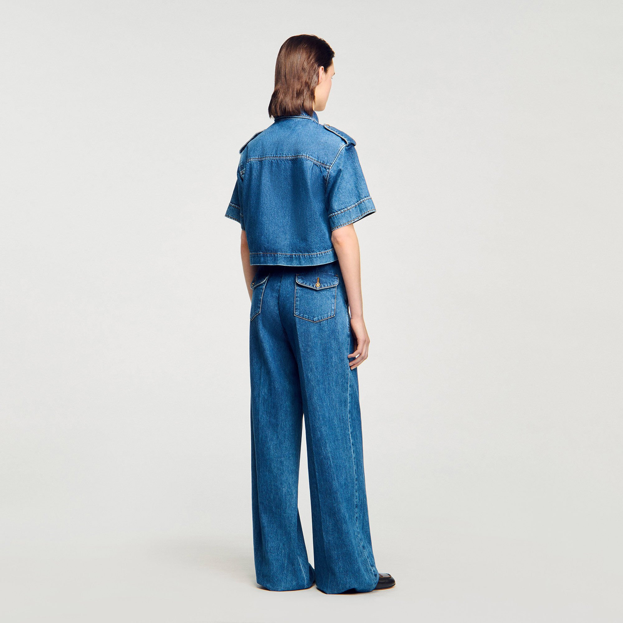 CROPPED DENIM SHIRT - 5
