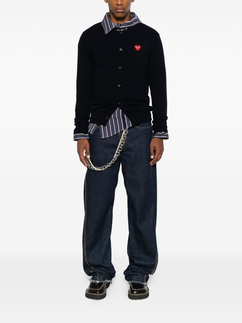 Comme des Garçons PLAY heart-emblem rhinestone-embellishment cardigan outlook