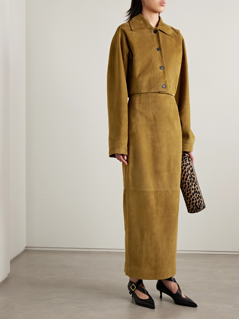 KHAITE Loxley Suede Maxi Skirt outlook