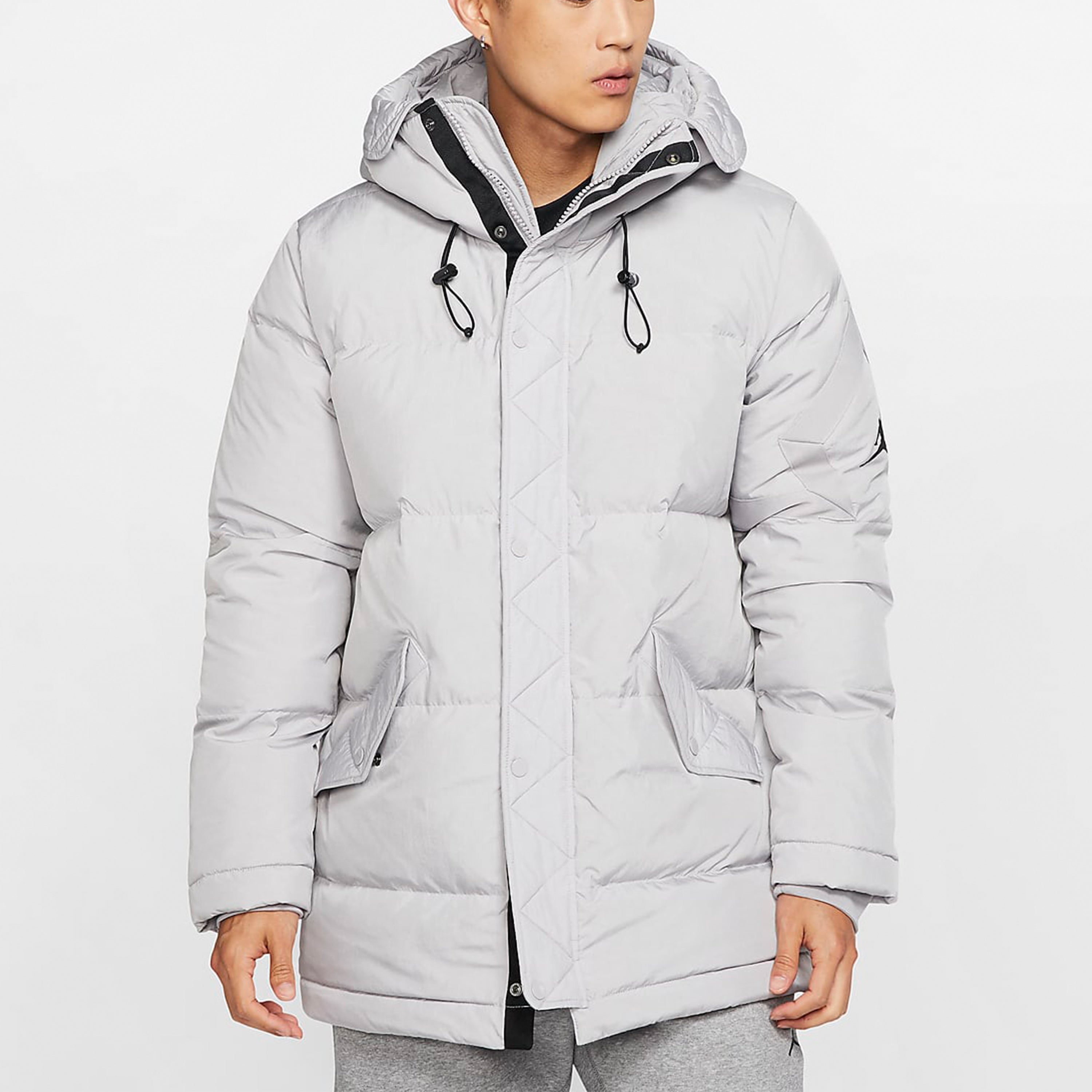 Air Jordan Wings Outdoor mid-length hooded down Jacket Gray BQ4171-059 - 4