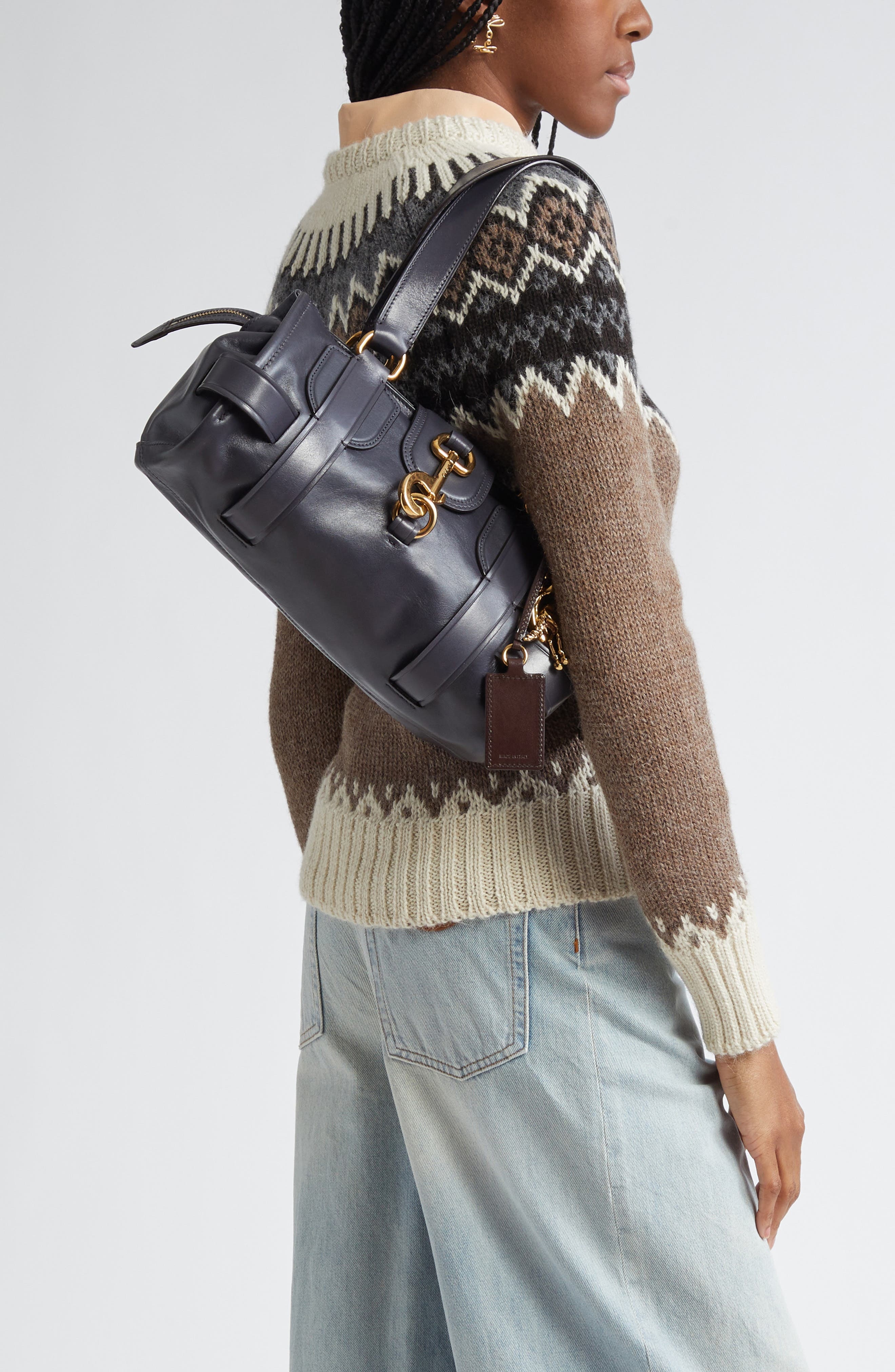 Chloé Small Kerala Leather Handbag in 44C Black Navy at Nordstrom - 2