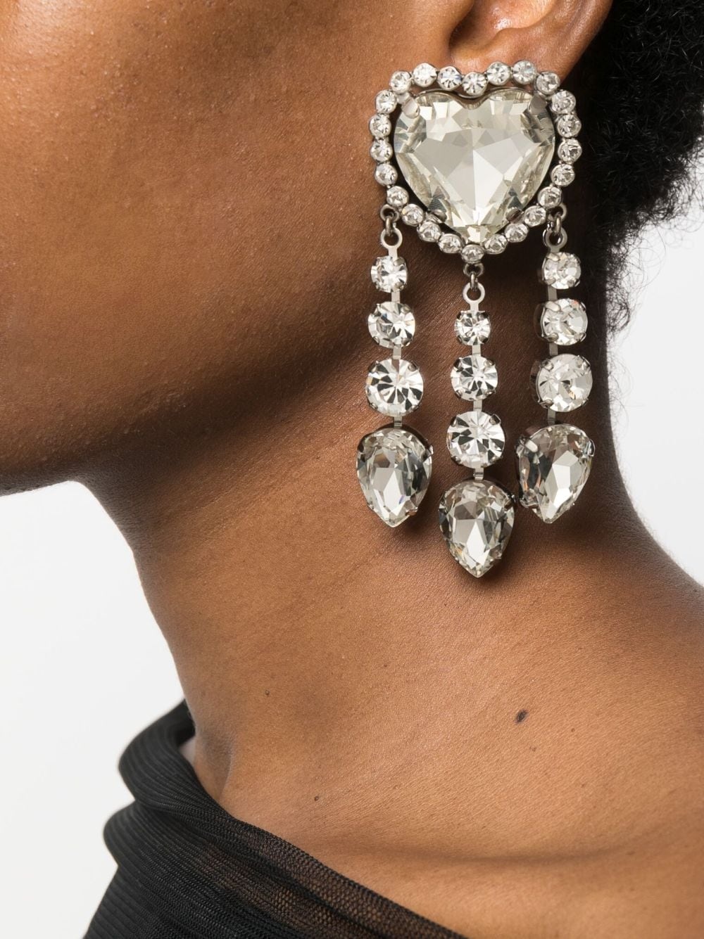 Crystal heart pendants earrings - 2