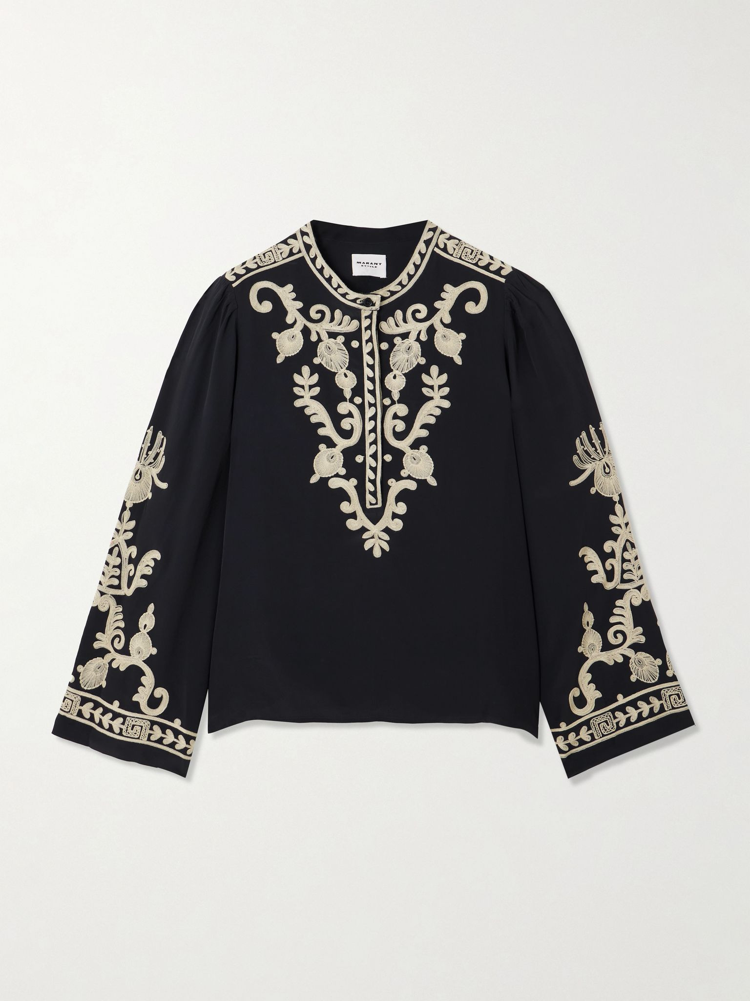 Falonne embroidered crepe blouse Black - 1