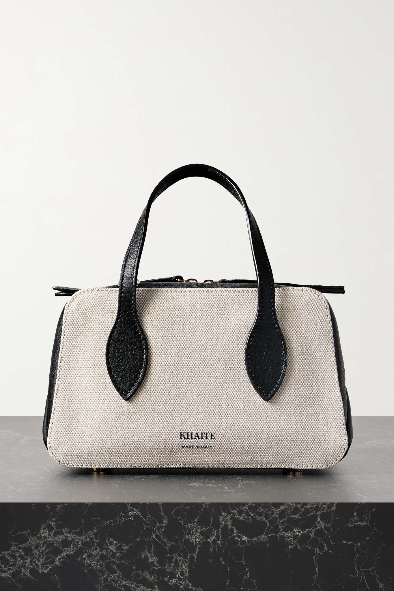 Maeve small textured-leather and canvas tote - 1