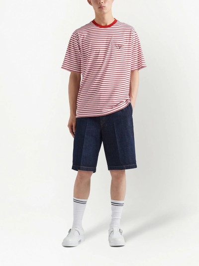 Prada striped triangle-logo T-shirt outlook