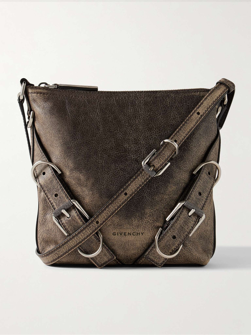 Voyou Small Crinkled-Leather Messenger Bag 1