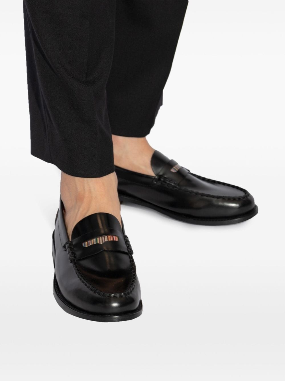 round-toe leather loafers - 5