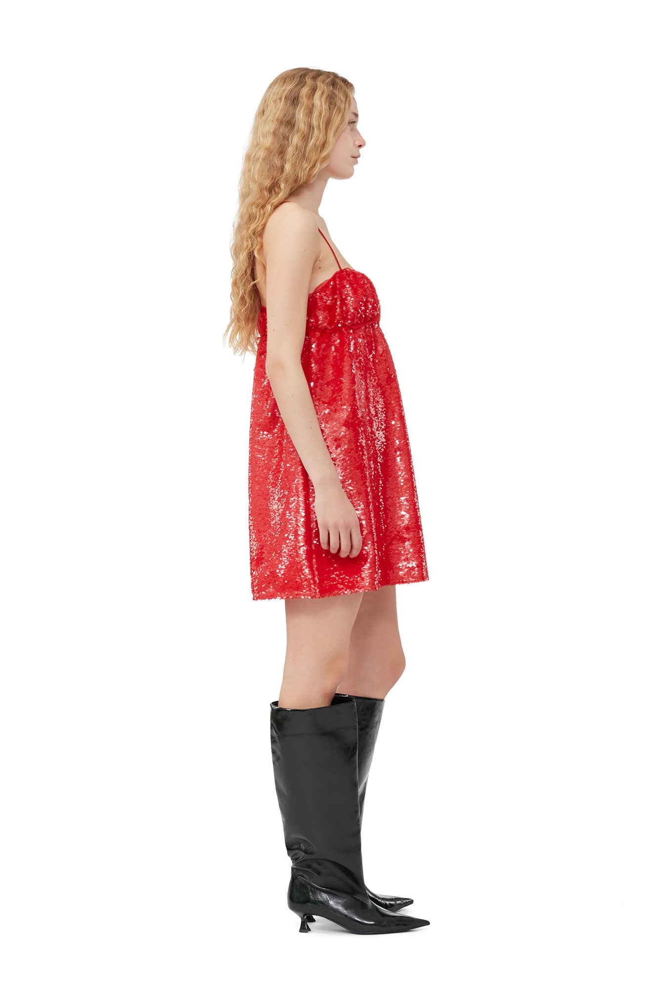 RED SEQUINS MINI DRESS - 3