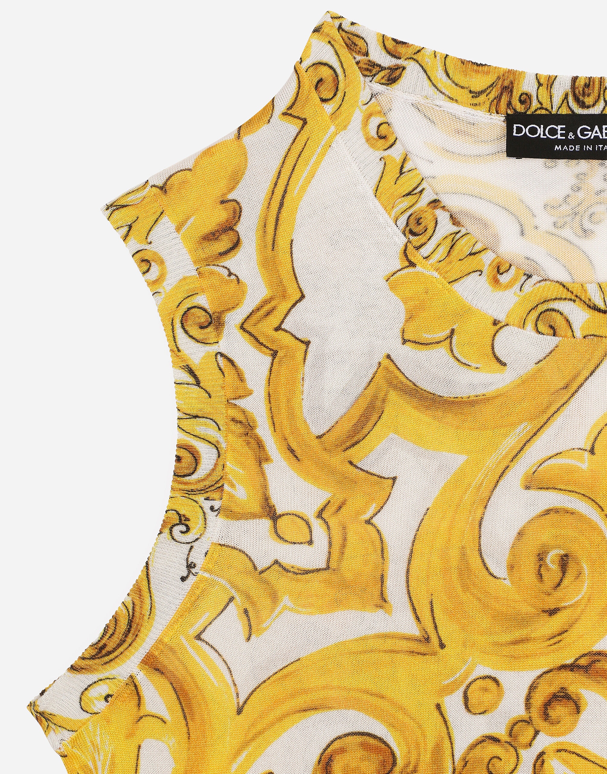 Sleeveless silk sweater with majolica print - 4
