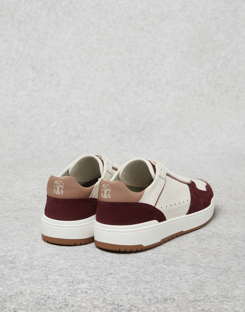 Brunello Cucinelli Grained calfskin and washed suede basket sneakers outlook