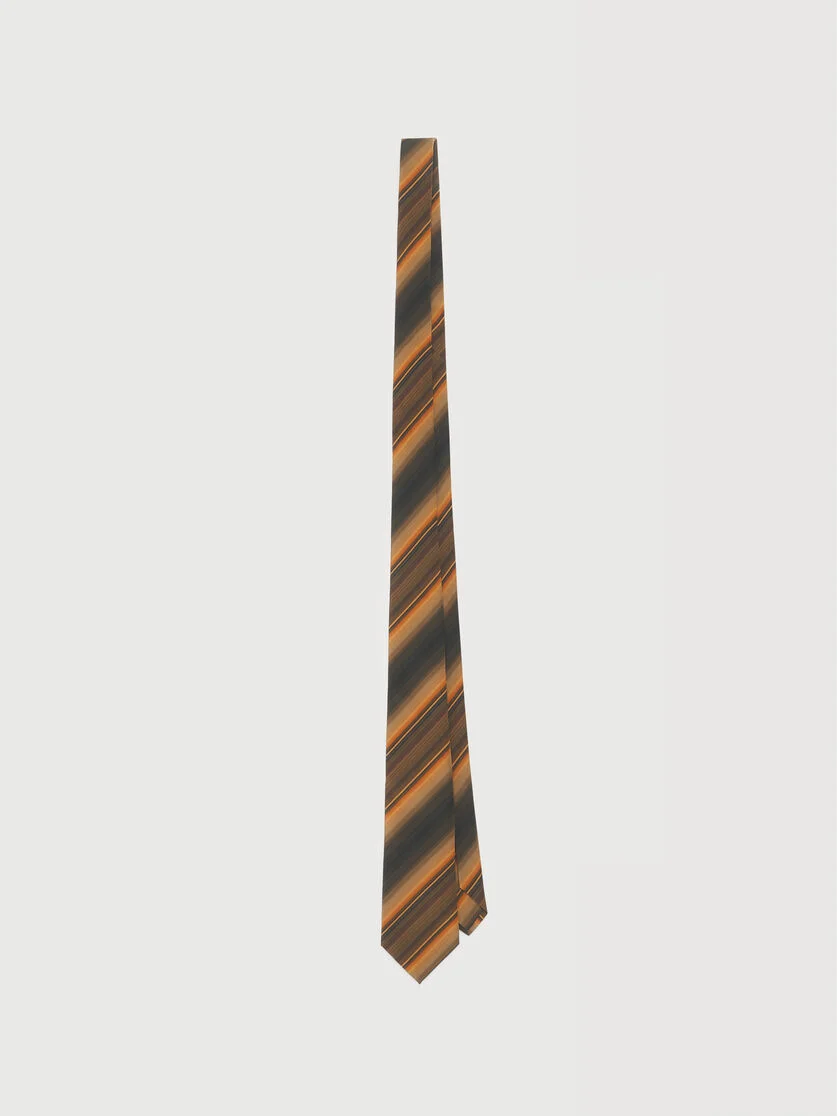 ORANGE DEGRADÉ STRIPE COTTON-SILK TIE - 1