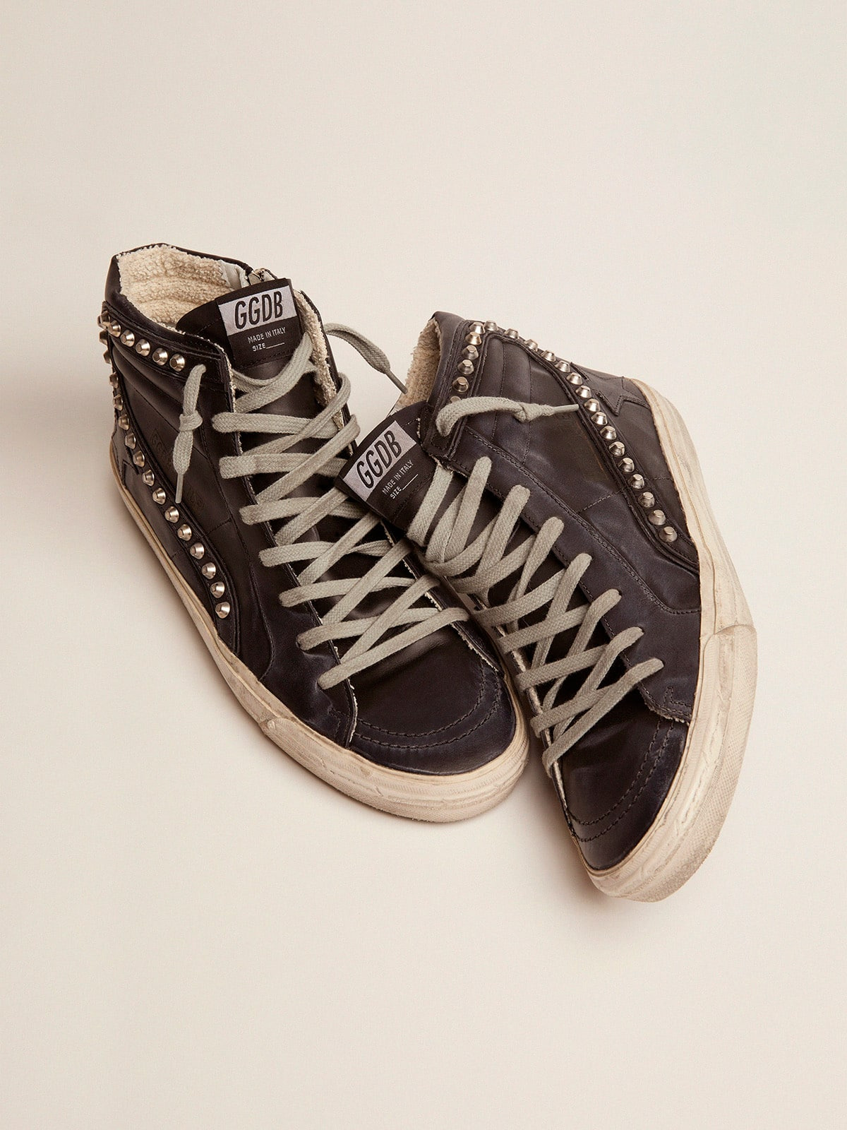 Men's Slide black with studs - 2