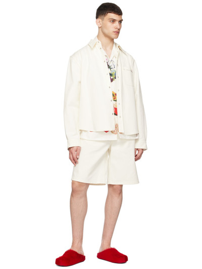 Marni White Embroidered Denim Shorts outlook
