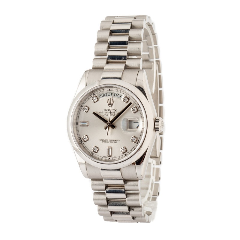 Rolex Day-Date 36 Ref 118206 Silver Diamond Dial - 2