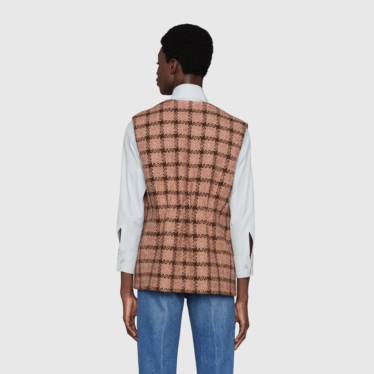 Lamé check tweed vest - 4