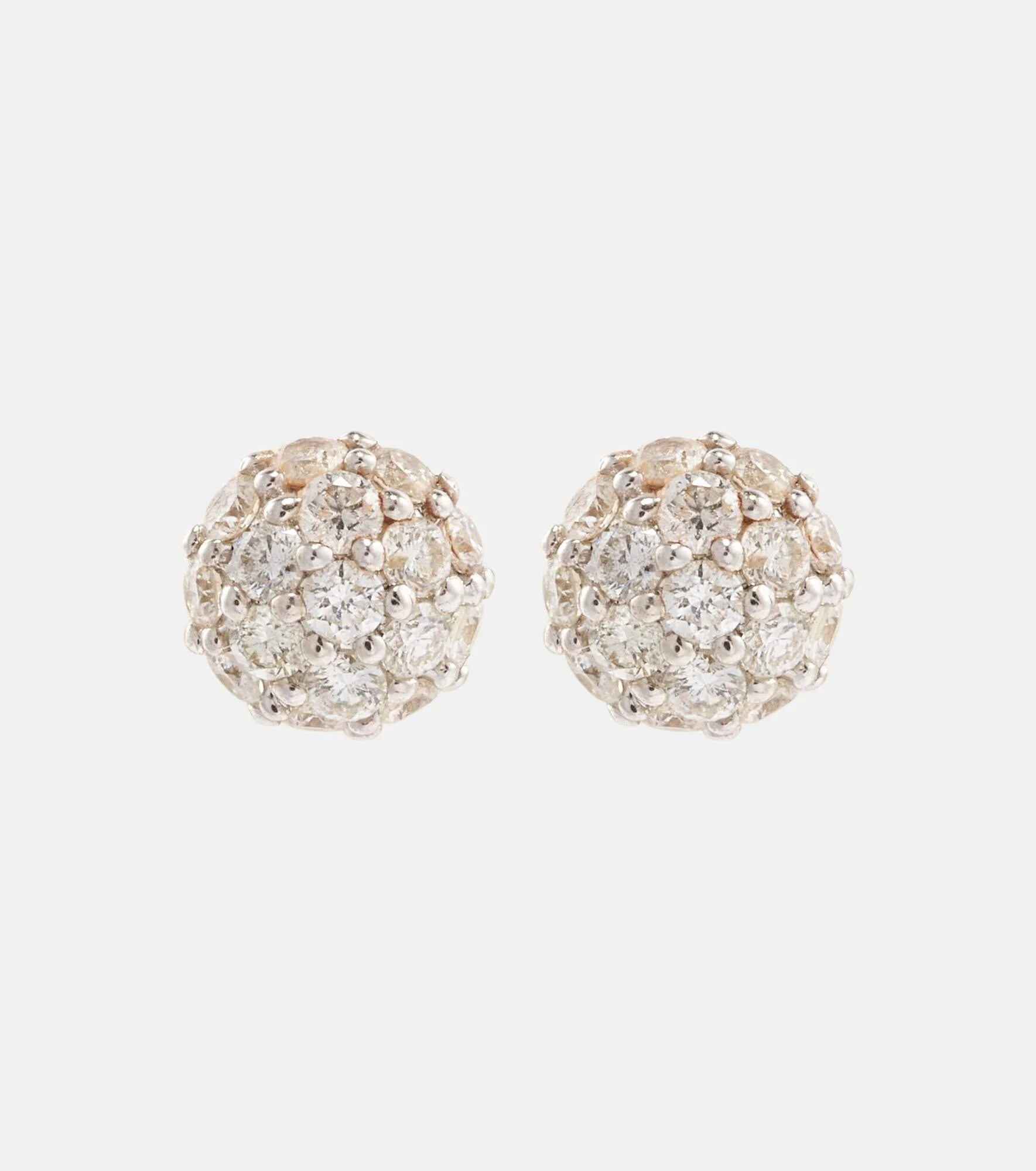 Dainty Mirror Ball 10kt gold earrings with diamonds - 1