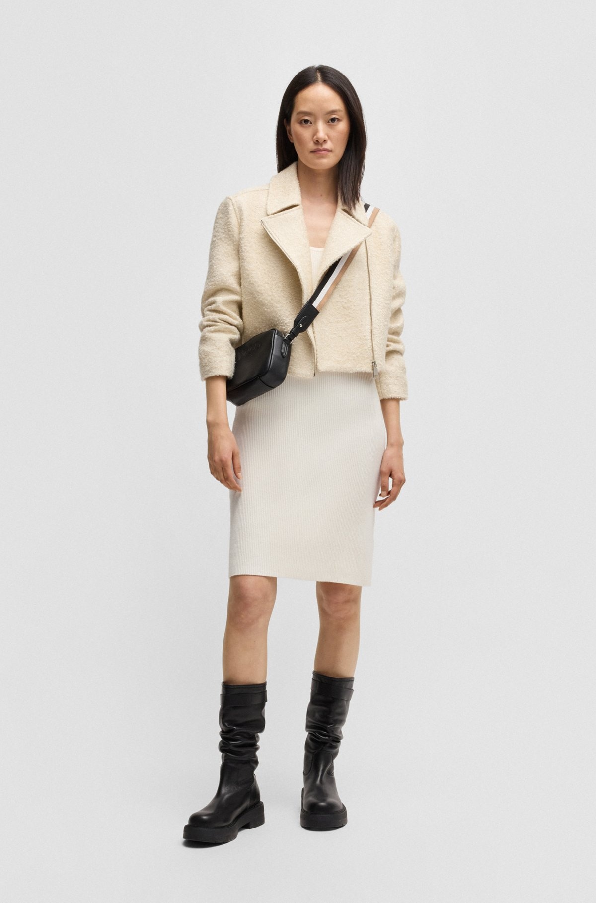 SLIM-FIT DRESS IN RIBBED STRETCH FABRIC - 3