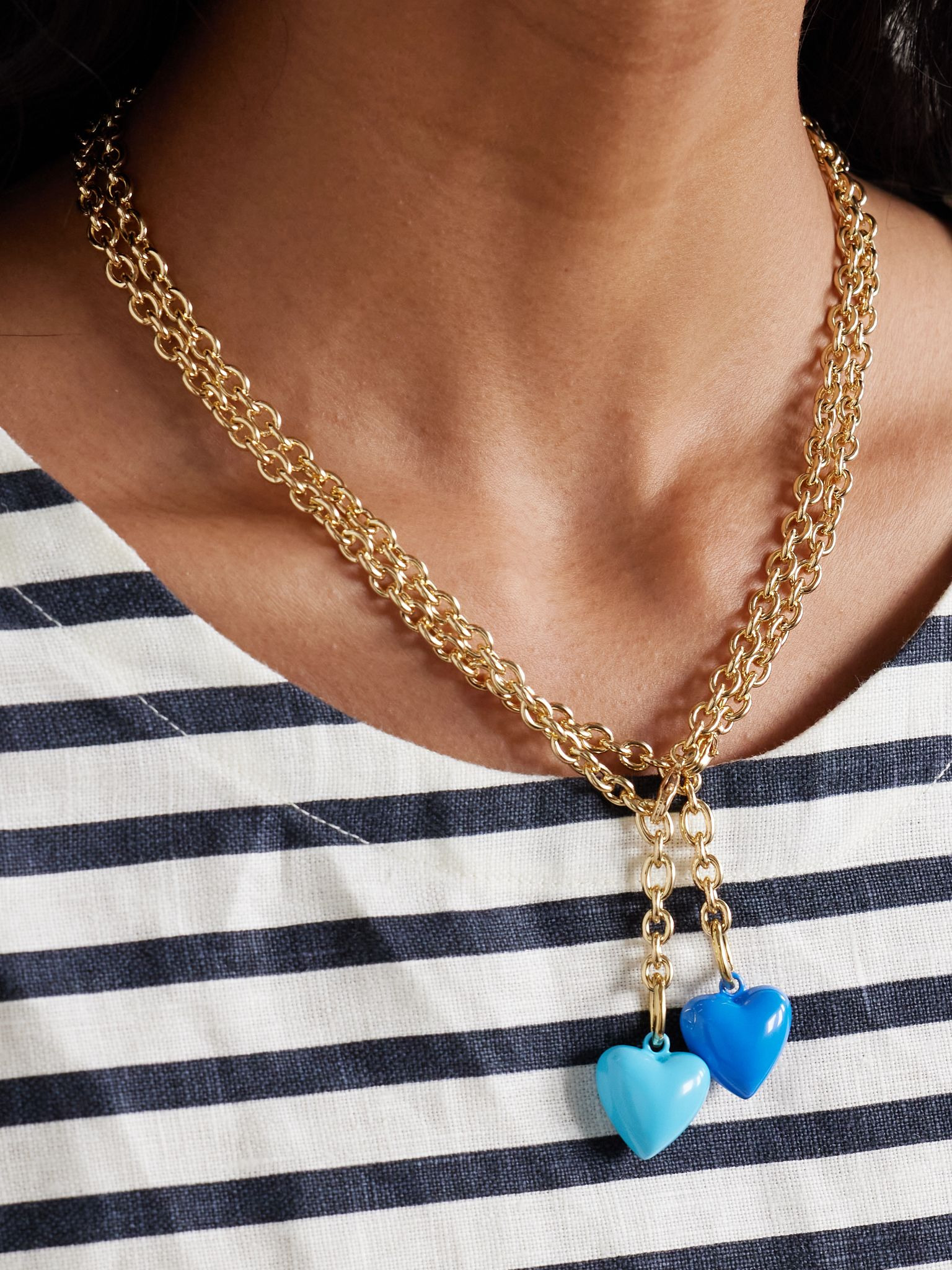 The Mini Happy set of two gold-tone and enamel necklaces Gold - 2