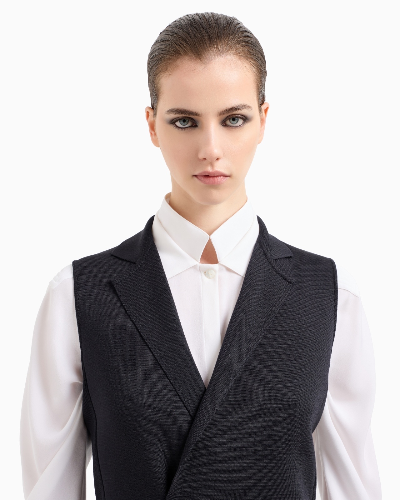 SILK KNIT DOUBLE-BREASTED GILET - 5