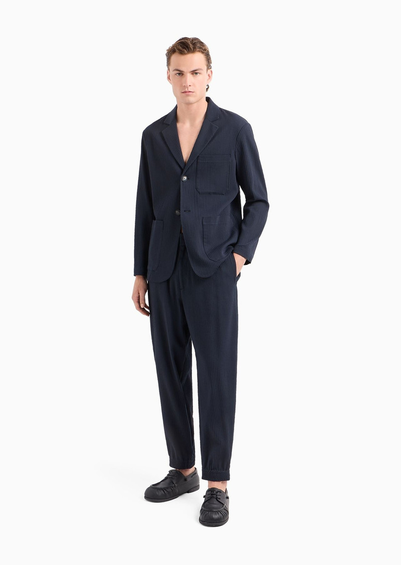 Single-breasted blazer in canneté fabric 4