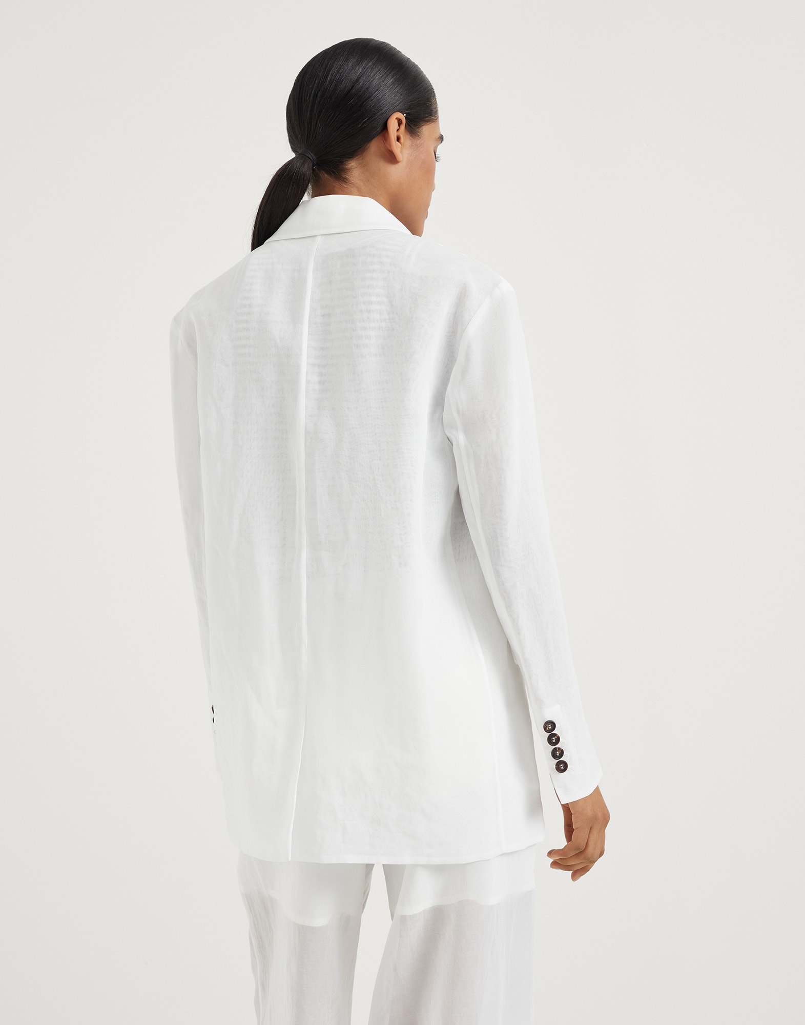 Cotton organza blazer with monili - 2