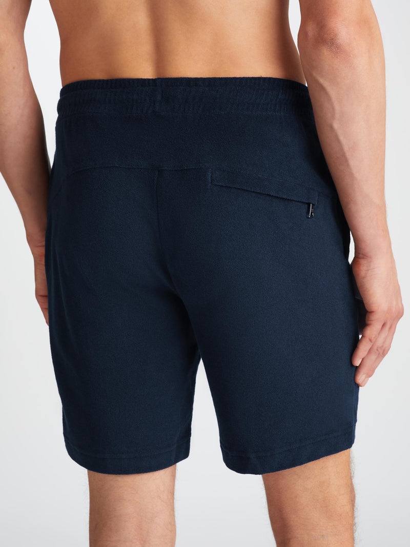 Men's Towelling Shorts Isaac Terry Cotton Navy - 7
