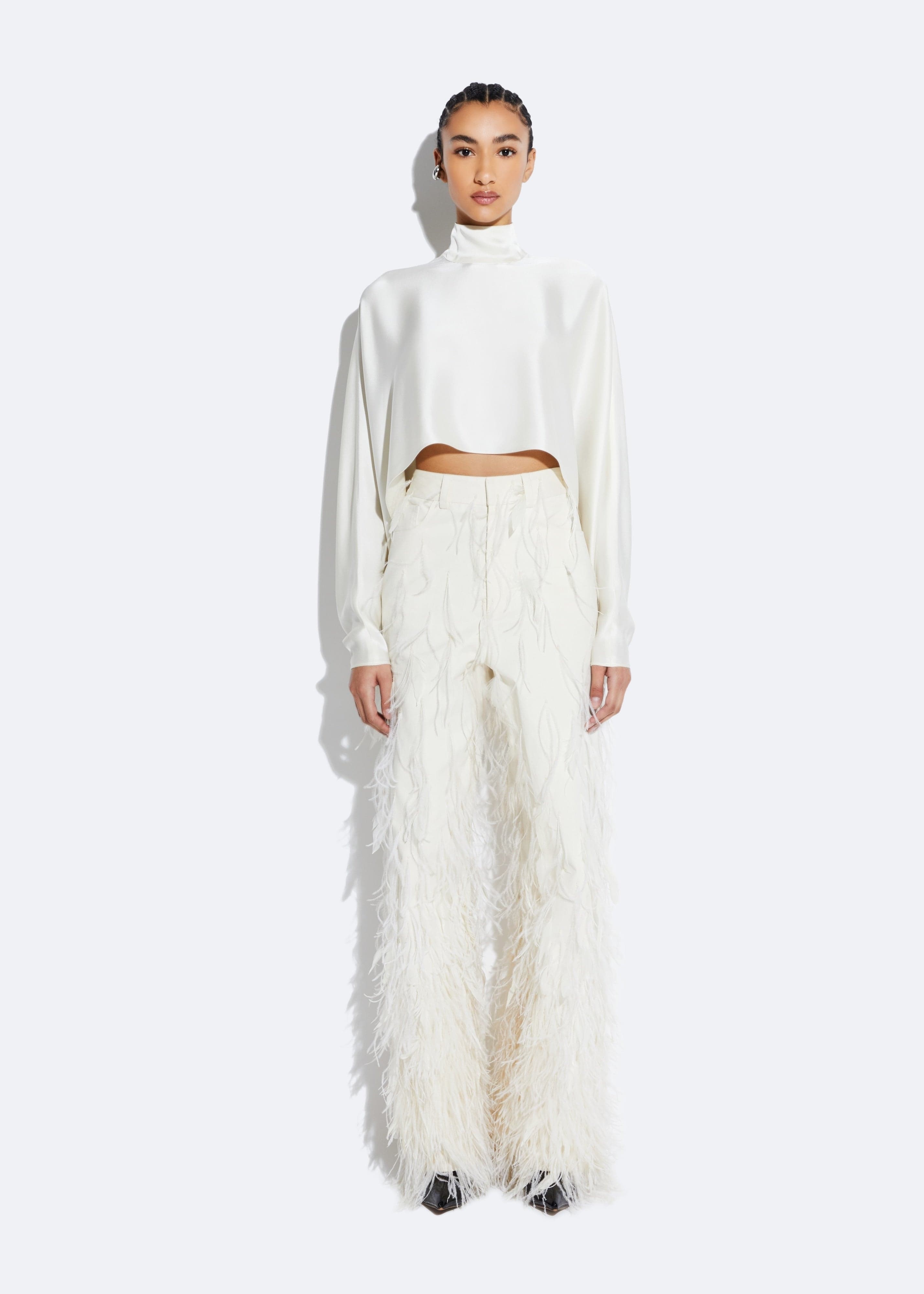 Twill Pant With Feathers - 2