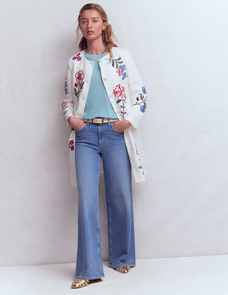 Embroidered Linen Coat-Ivory Embroidered 7