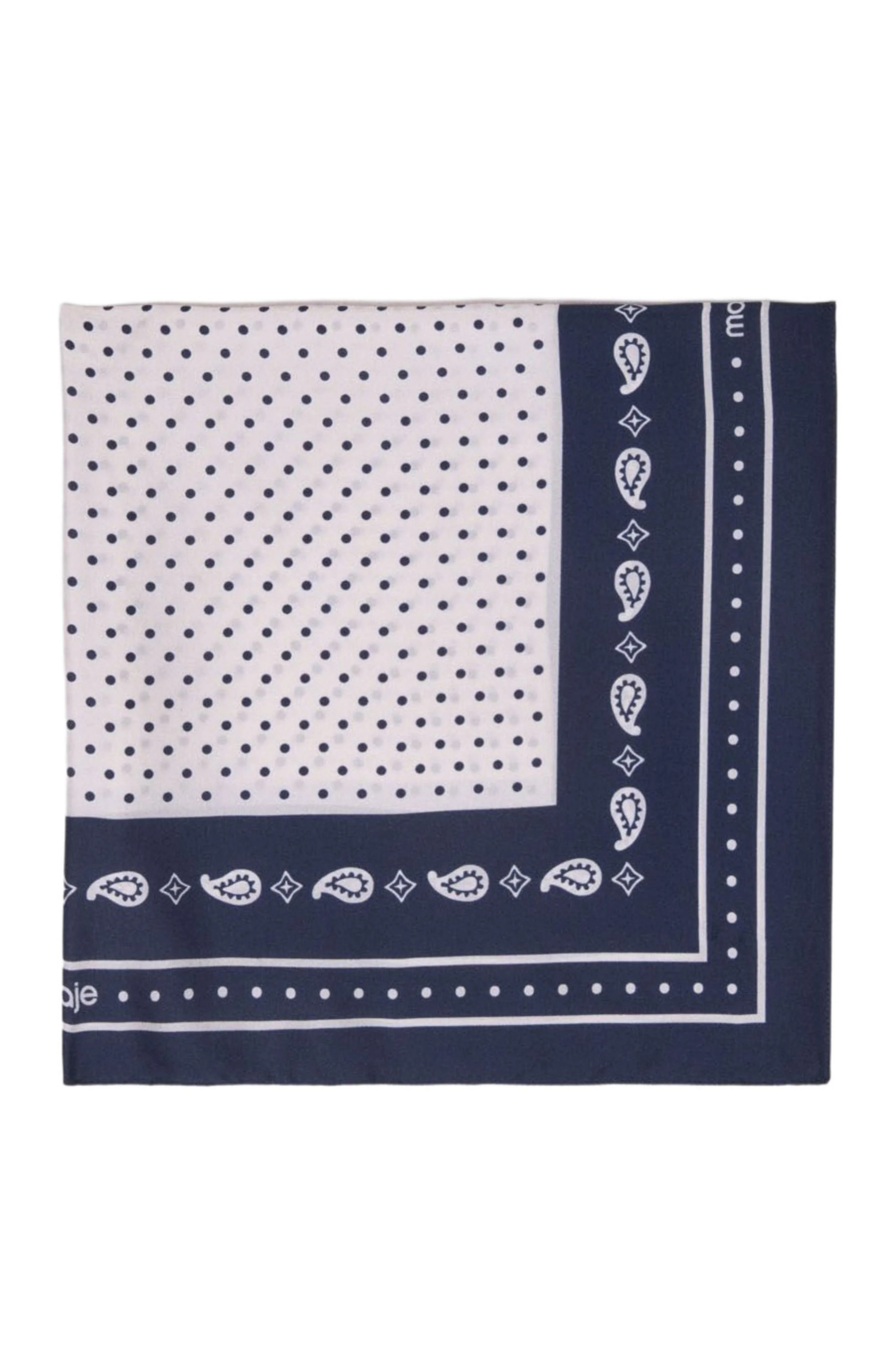 maje 60x60 silk print bandana in Navy Polka Dot Bandana Print at Nordstrom - 1