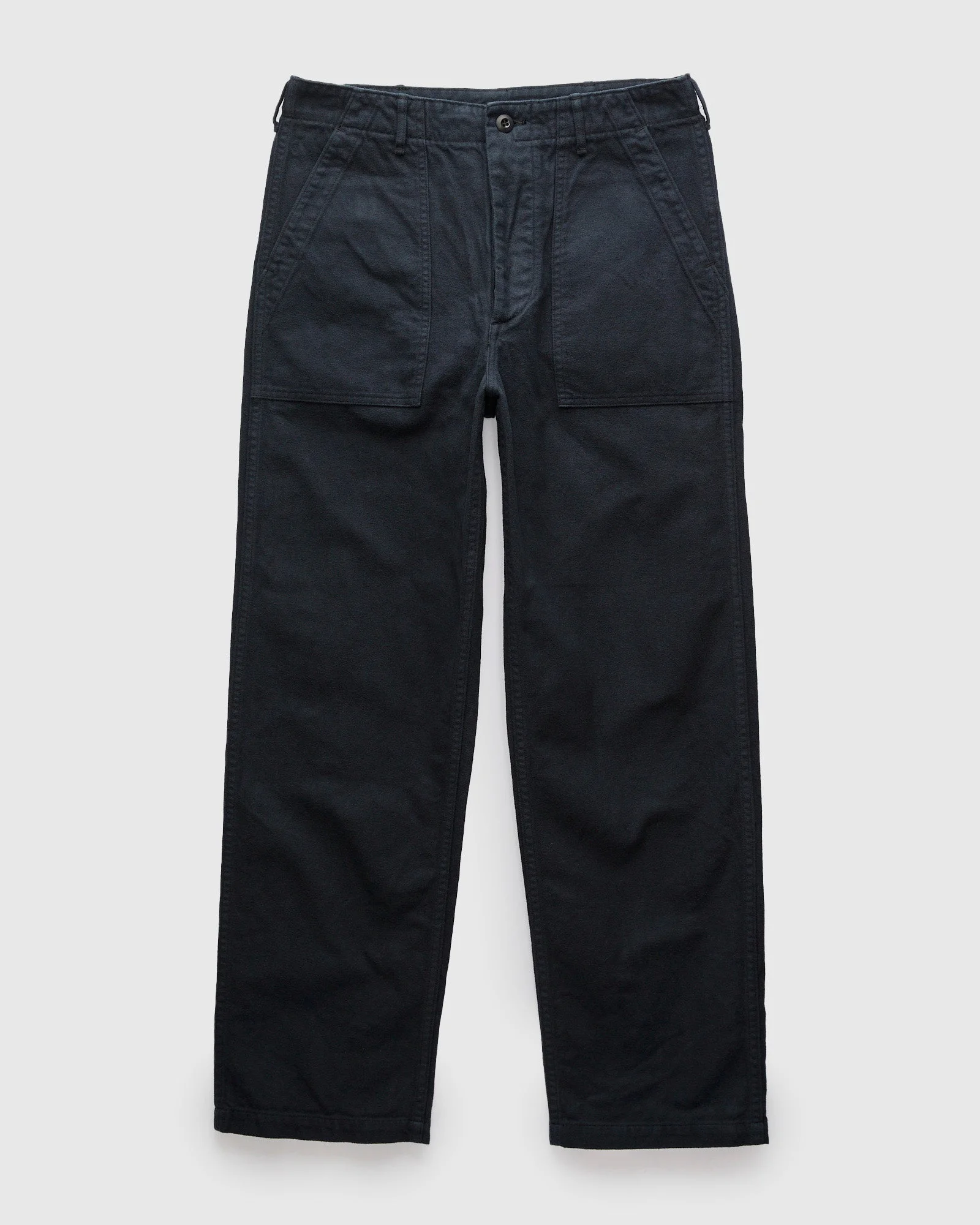 Brushed Flannel Straight Fatigue Pants in Dark Navy - 1