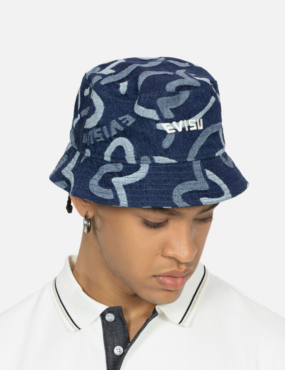 ALLOVER SEAGULL JACQUARD DENIM BUCKET HAT - 3