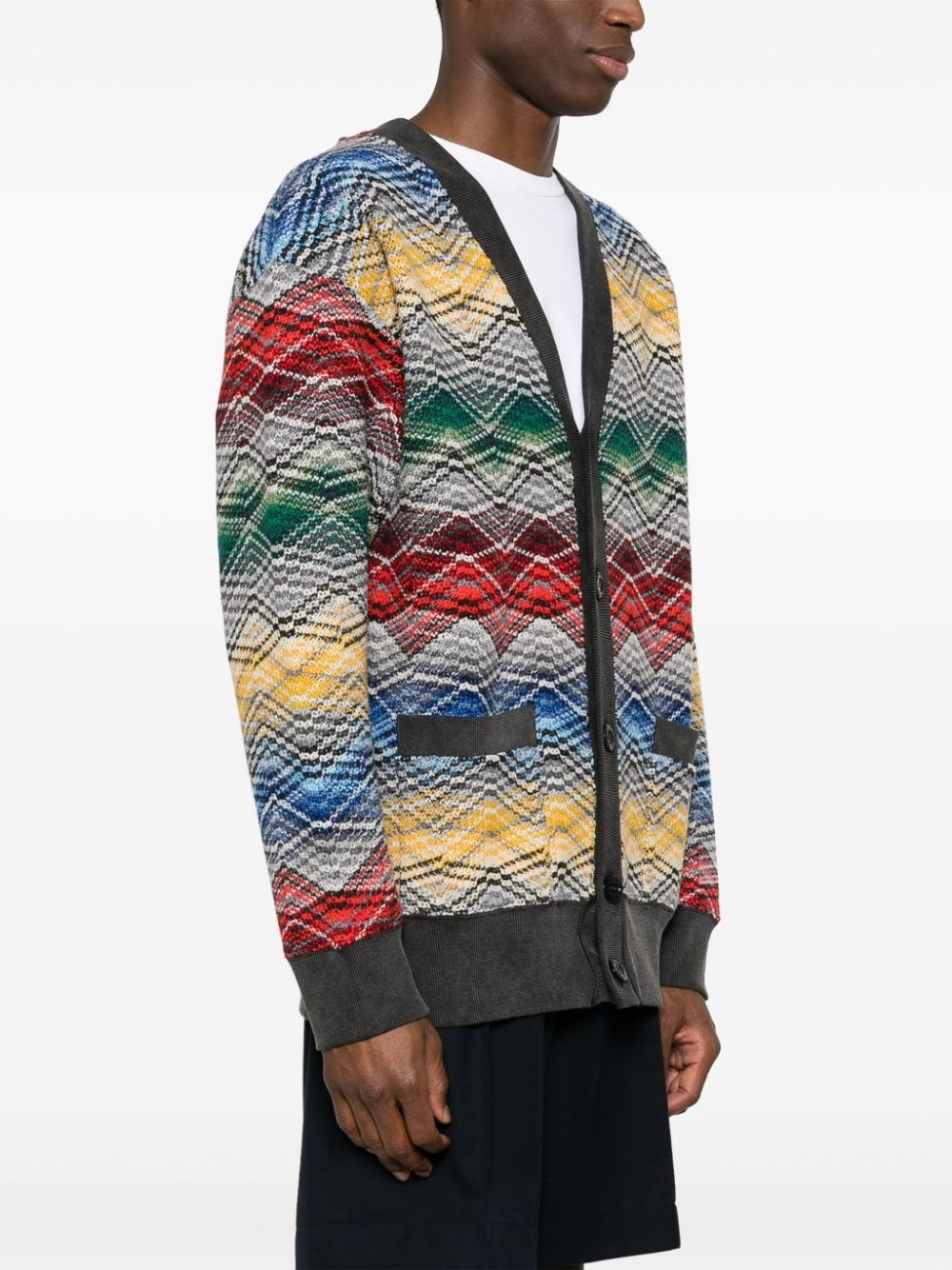 Zigzag V-neck cardigan - 3
