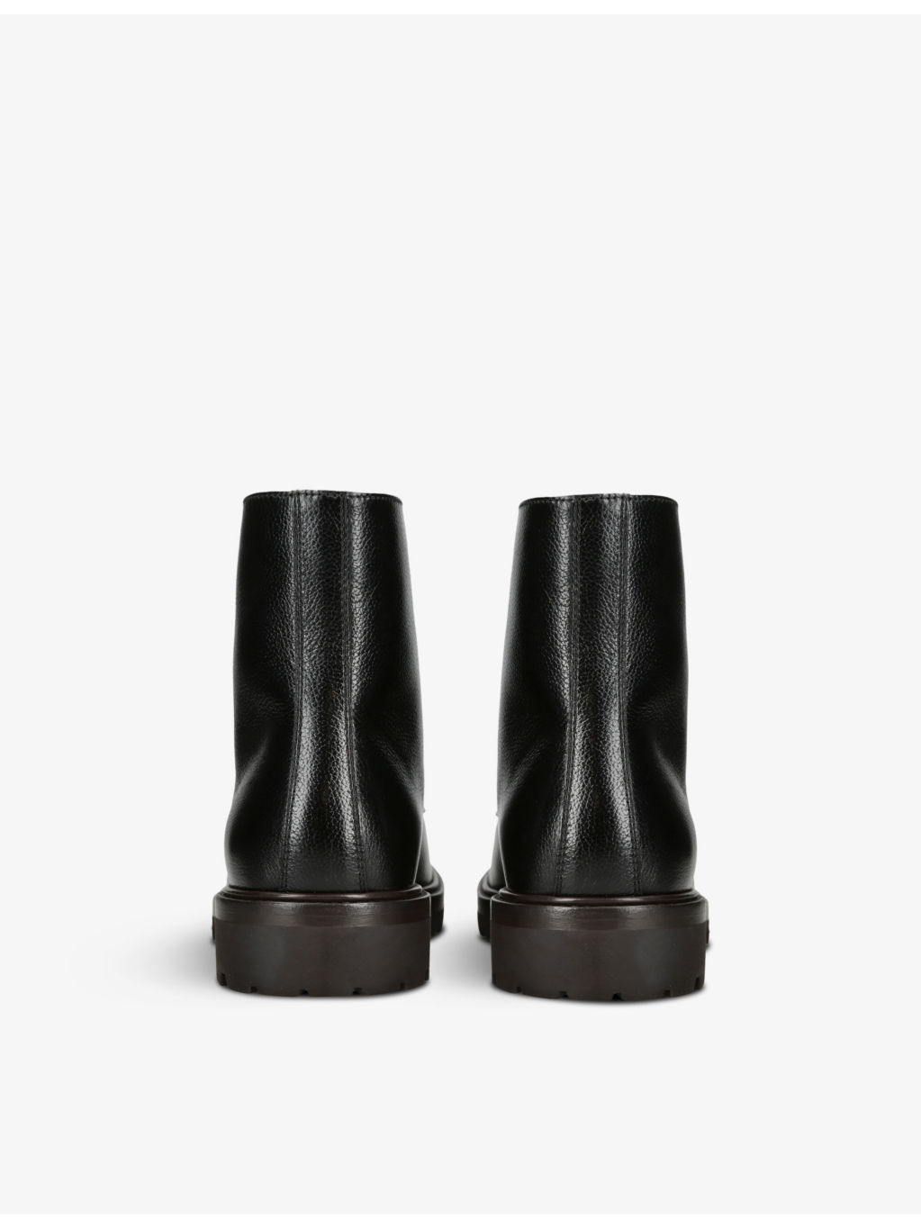 Textured shearling-lined lace-up leather boots - 4