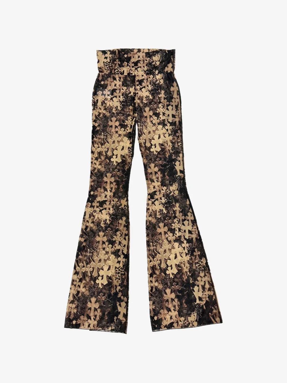 cross-print flared trousers - 1