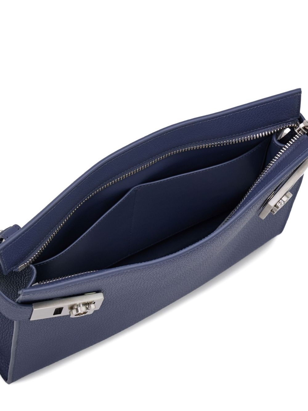Gancini-buckle leather clutch bag - 6
