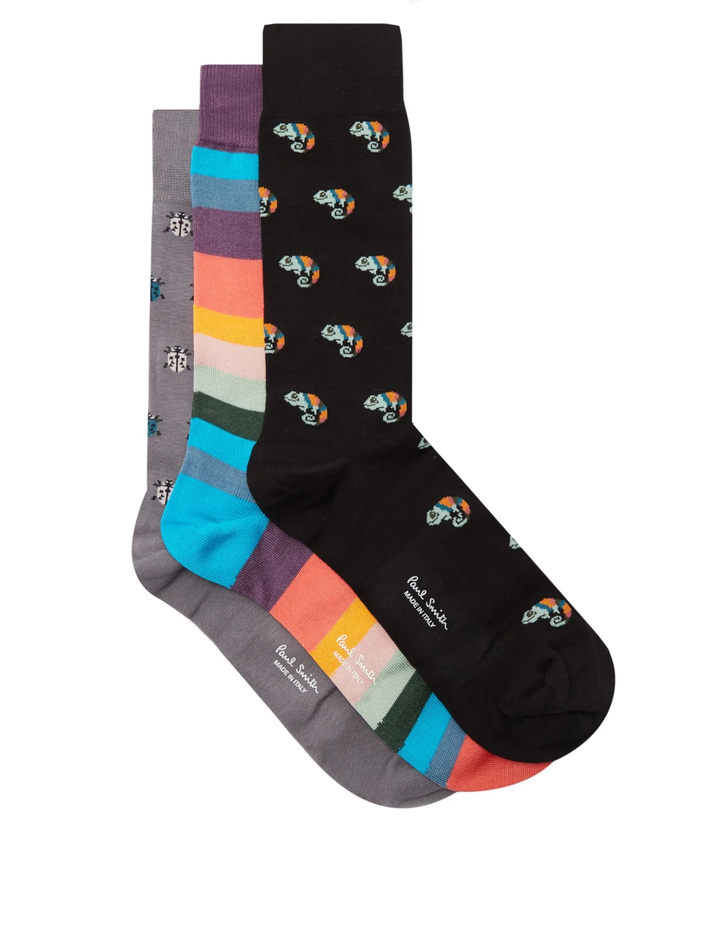 Pack of three mismatch cotton-blend socks - 1