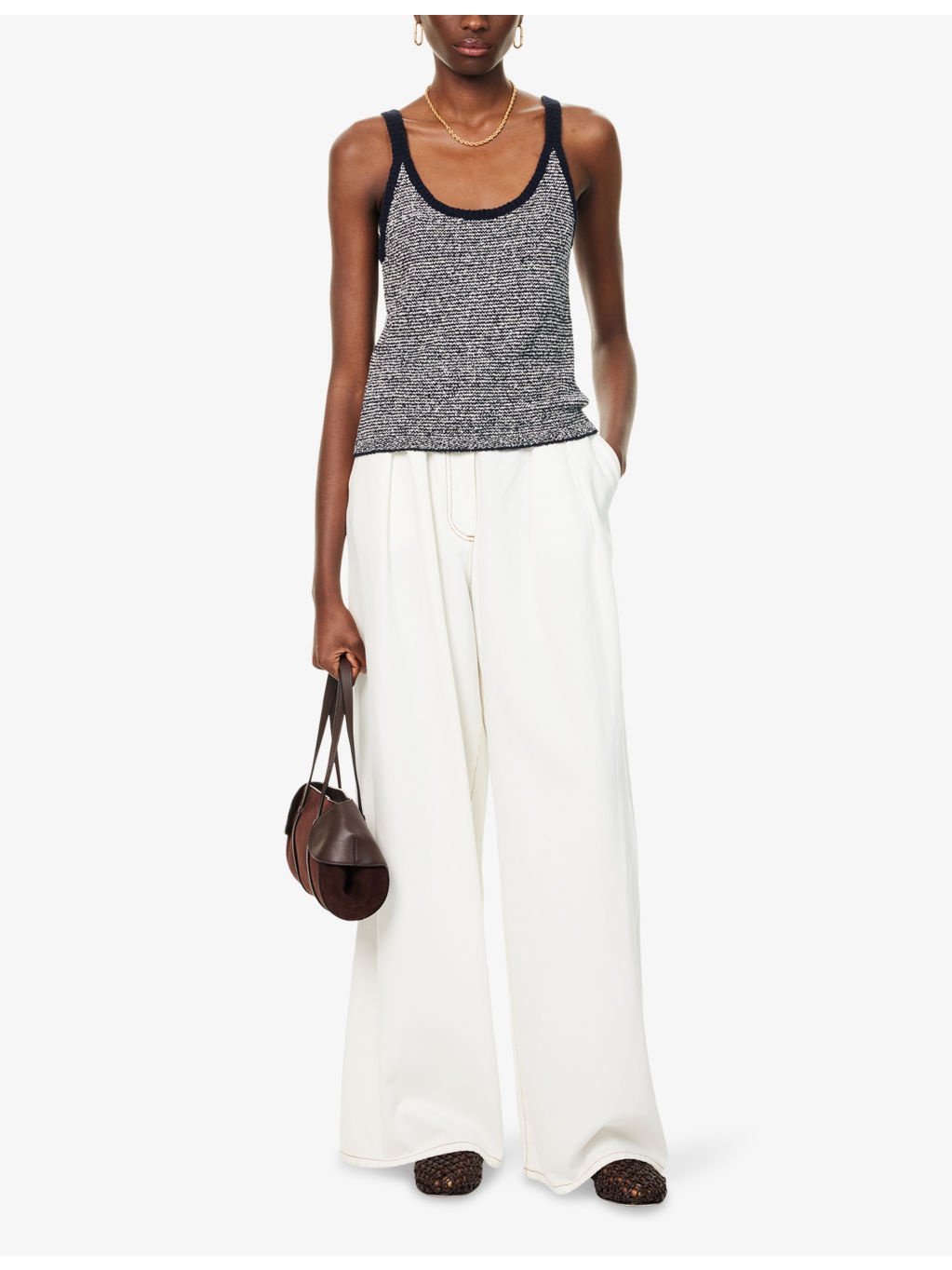 Textured Striped Stretch-Cotton Blend Top - 2