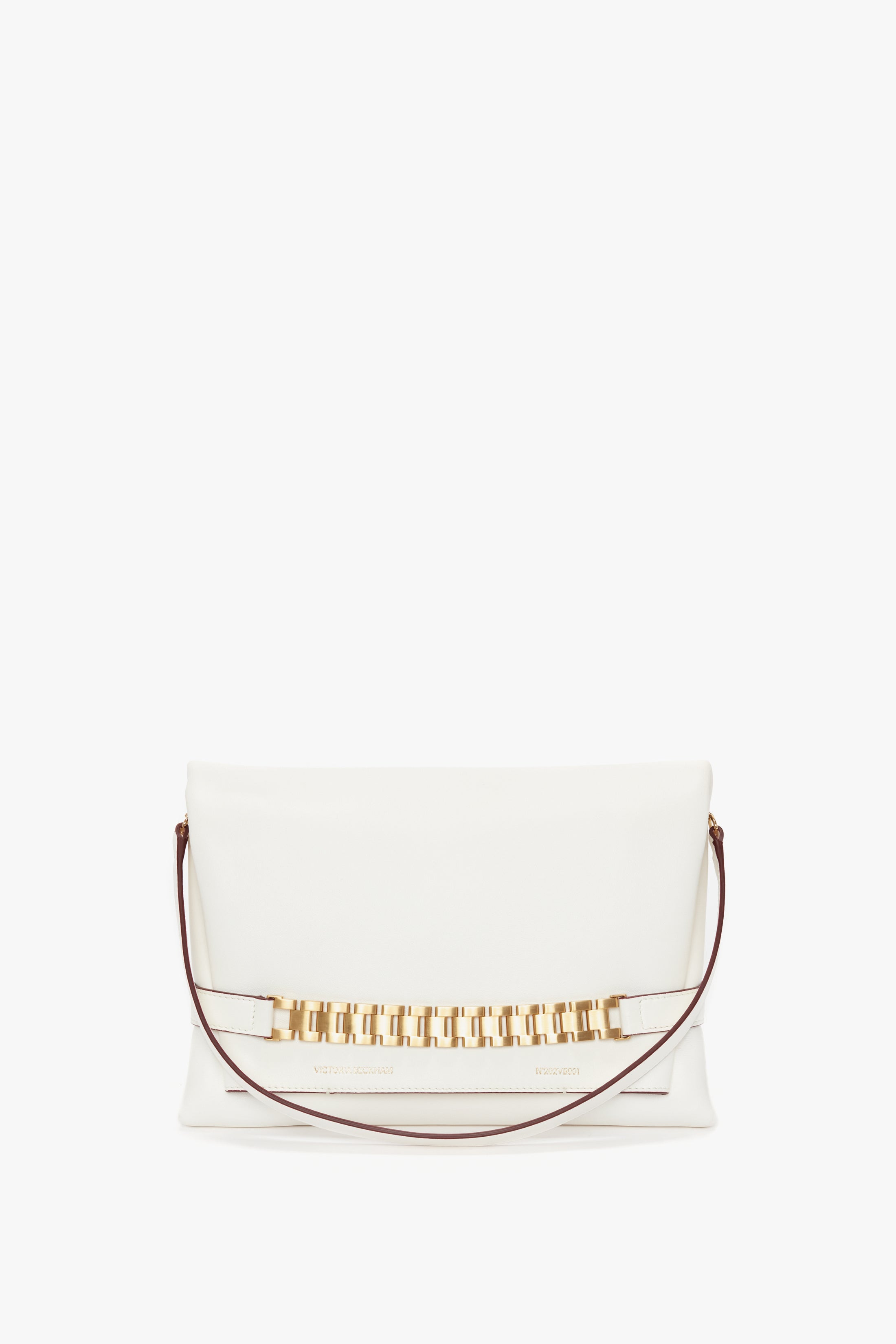 Chain Pouch with Strap In White Leather - 2